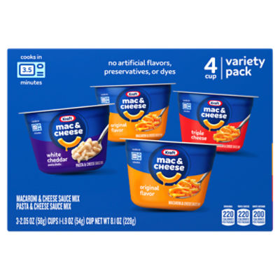 Kraft Macaroni & Pasta Cheese Sauce Mix Variety Pack, 4 count, 8.1 oz