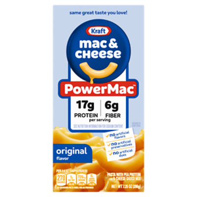 Kraft PowerMac Original Flavor Mac & Cheese Pasta with Pea Protein & Cheese Sauce Mix, 7.25 oz