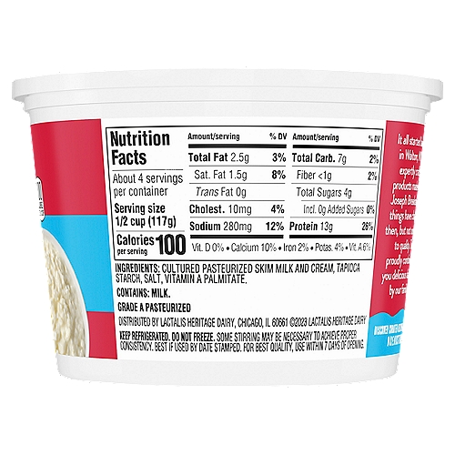 fat free cottage cheese nutrition