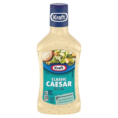 Kraft Classic Caesar Dressing, 16 fl oz
Yes to the taste you love.
✓ No artificial flavors
✓ No artificial colors