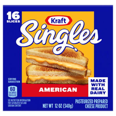 Kraft Singles American Cheese Slices, 16 count, 12 oz, 12 Ounce