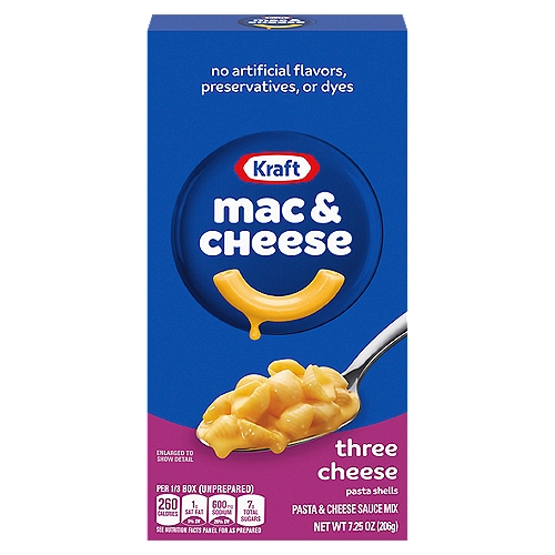 Kraft Three Cheese with Mini-Shell Pasta Macaroni & Cheese Dinner, 7.25 oz