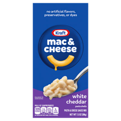Kraft White Cheddar Pasta Shells Macaroni & Cheese Dinner, 7.3 oz
