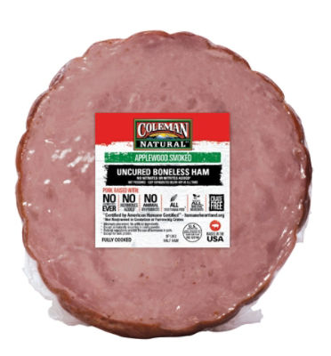 Coleman Natural Applewood Smoked Uncured Boneless Ham, 5.5 pound