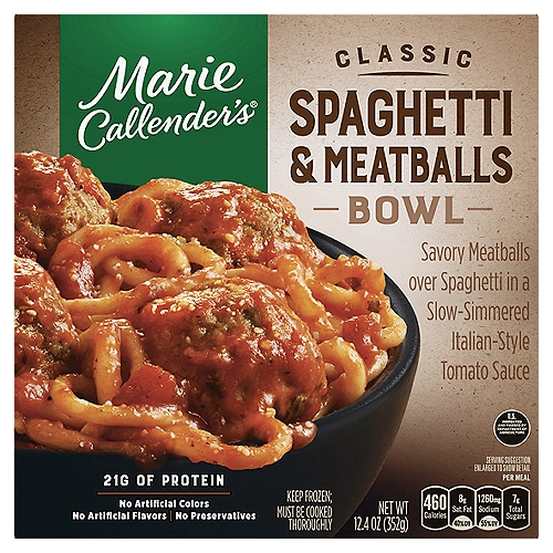 Marie Callender's Classic Spaghetti and Meatballs Bowl Single Serve Frozen Meal, 12.4 oz.