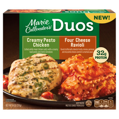 Marie Callender's Duos, Creamy Pesto Chicken & Four Cheese Ravioli ...