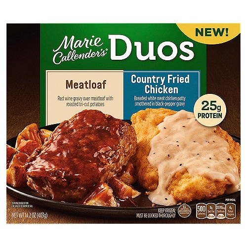 Marie Callender's Duos, Meatloaf & Country Fried Chicken, Frozen Meal, 14.2 oz.