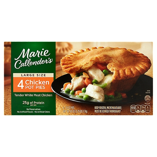 Marie Callender's Chicken Pot Pies Large Size, 15 oz, 4 count
Warm, hearty & delicious
Comfort food meals you know and love - ready when you need them!