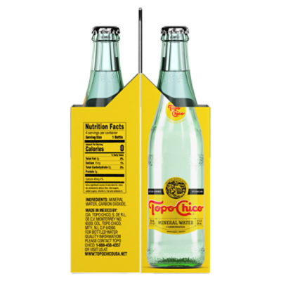 Topo Chico Mineral Water Glass Bottles, 12 fl oz, 4 Pack