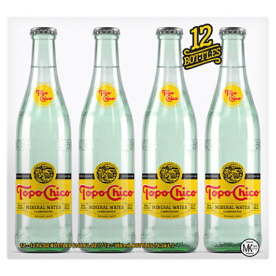 Topo Chico Mineral Water Glass Bottles, 12 fl oz, 12 Pack