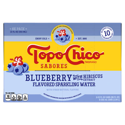 Topo Chico Blueberry with Hibiscus Extract Flavored Sparkling Water, 12 fl oz, 8 count