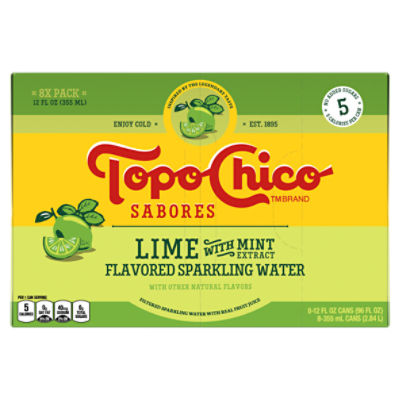 Topo Chico Sabores Lime with Mint Extract Flavored Sparkling Water, 12