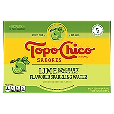 Topo Chico Sabores Lime with Mint Extract Flavored Sparkling Water, 12 fl oz, 8 count