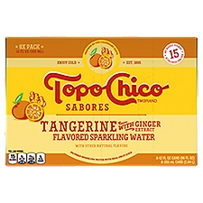 Topo Chico Sabores Tangerine with Ginger Extract Flavored Sparkling Water, 12 fl oz, 8 count, 96 Fluid ounce