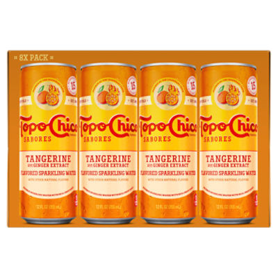 Topo Chico Sabores Tangerine with Ginger Extract Flavored Sparkling Water,  12 fl oz, 8 count - The Fresh Grocer