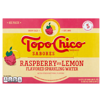 Topo Chico Raspberry with Lemon Flavored Sparkling Water, 12 fl oz, 8 count