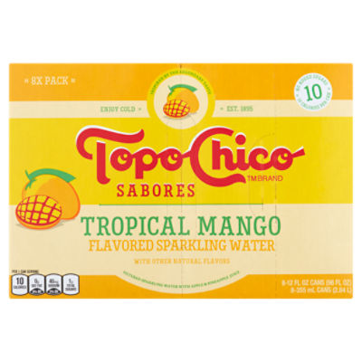 Topo Chico Tropical Mango Flavored Sparkling Water, 12 fl oz, 8 count