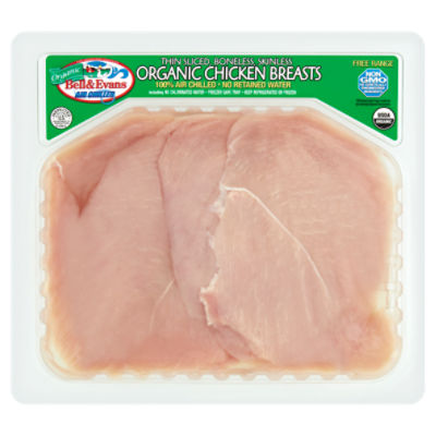 Bell & Evans Thin Sliced, Boneless, Skinless Organic Chicken Breasts