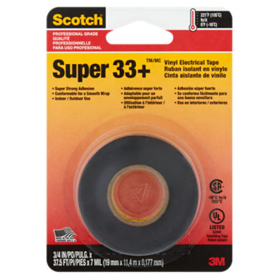 Scotch® Super 33+ Vinyl Electrical Tape, 0.75 in. x 12.5 yd. x 7 mil, 1 Each