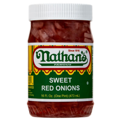 Nathan's Famous Sweet Red Onions, 16 fl oz