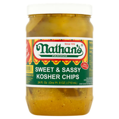 Nathan's Famous Sweet & Sassy Kosher Chips, 24 fl oz