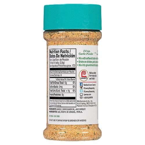 Lawry's Coarse Ground Garlic Powder with Parsley - Shop Herbs & Spices at  H-E-B