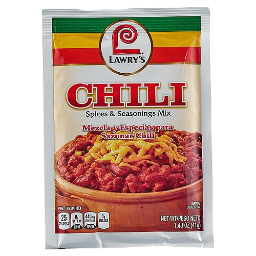 Lawry's Chili Spices & Seasonings Mix, 1.48 oz