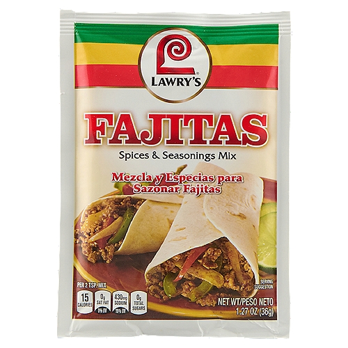 Lawry's Fajitas Spices & Seasonings, 1.27 oz