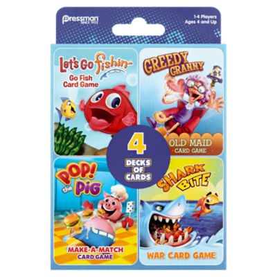 Pressman 4 in 1 Card Game Fun Pack, Ages 4 and Up, 4 count