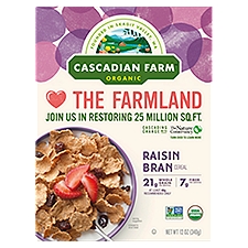 Cascadian Farm Organic Raisin Bran, Cereal, 12 Ounce