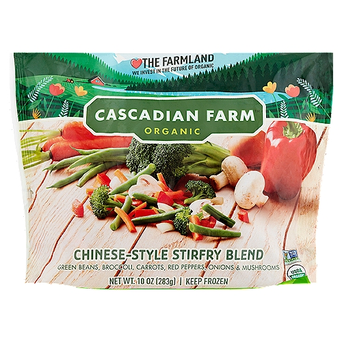 Cascadian Farm Organic Chinese-Style Stirfry Blend, 10 oz
Green Beans, Broccoli, Carrots, Red Peppers, Onions & Mushrooms