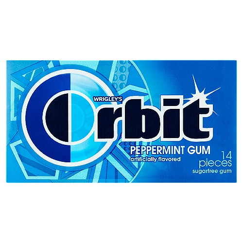 Wrigley's Orbit Peppermint Gum, 14 count
40% fewer calories than sugared gum. Calorie content of this size piece has been reduced from 5 to 3 calories.