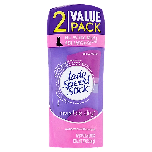 Lady Speed Stick Invisible Dry Shower Fresh Antiperspirant/Deodorant Value Pack, 2.3 oz, 2 count