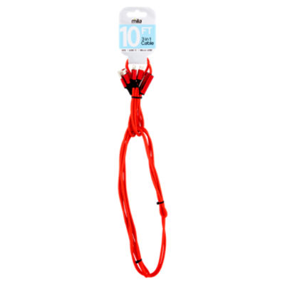 Mila Red 10 Ft 3 in 1 Cable