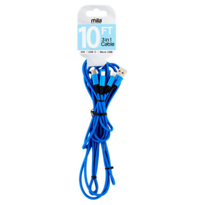 Mila Blue 10 Ft 3 in 1 Cable