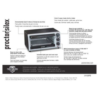 Proctor Silex Toaster Oven Broiler 31118PS - ATBIZ