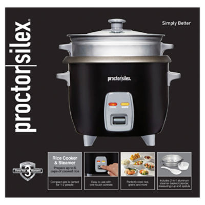 Proctor Silex 6 Cup Rice Cooker and Steamer - Black