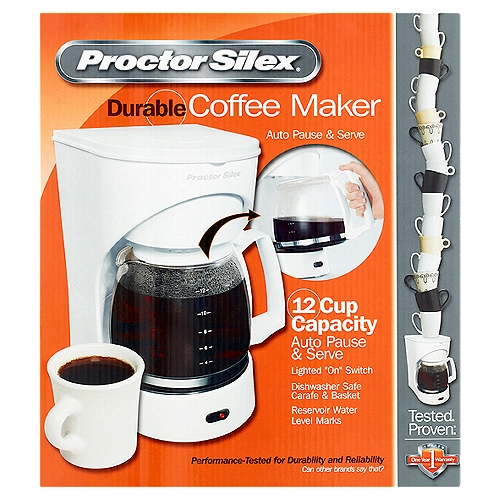 Proctor Silex Durable 12 Cup Coffee Maker
Proctor Silex® coffee makers are rigorously tested for durability and reliability, so you get perfect coffee, cup after cup.

Tested. Proven®
