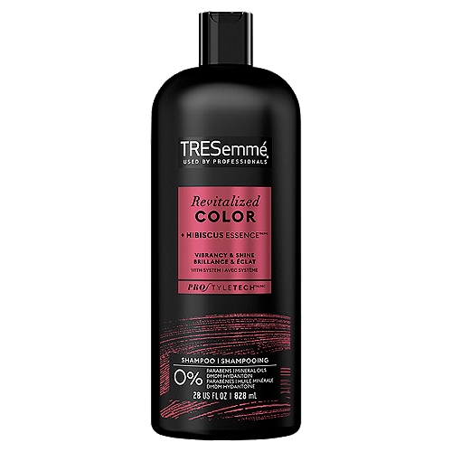TRESemmé Revitalized Color Shampoo, 28 fl oz
Our Revitalized Color system, with Hibiscus Essence™, helps maintain color-treated hair's vibrancy as it gently cleanses & conditions, leaving hair full of shine.

Salon stylists know great style starts with the right wash & care foundation. TRESemmé Pro Style Tech™, with amino acids and ceramide, with continued use works from inside out and leaves hair strong & manageable.
Make Your Hair the Perfect Style Canvas.