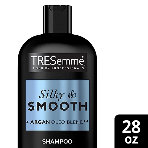 TRESemmé Silky & Smooth Shampoo, 28 fl oz
Heat styling can give you dry, desert head. That's why we formulated our TRESemmé Smooth & Silky hydrating shampoo to deliver supreme moisturization where your hair needs it most, calming frizz and flyaways without weighing hair down.

None of us want locks that feel like sandpaper. For thirsty dry hair, try our TRESemmé Smooth and Silky advanced smoothing system for intense hydration that calms frizz and tames pesky flyaways, all while yielding up to 7x smoother hair.* Light enough for daily use, TRESemmé Smooth & Silky anti frizz shampoo for dry hair, infused with Moroccan Argan oil, deep cleanses and quenches unruly hair, leaving it silky and enviably soft.

Follow this shampoo for shiny hair with our Smooth & Silky hydrating conditioner for an added boost of moisture that leaves you with lustrous, polished locks.

*TRESemmé Touchable Softness Smoothing Shampoo and Conditioner system vs. non-conditioning shampoo

Step 1: Coat hair with a liberal amount of TRESemmé Smooth & Silky Dry Hair Shampoo. 
Step 2: Gently massage the scalp and roots with fingertips to work into a lather.
Step 3: Lightly squeeze the shampoo from roots to ends and rinse thoroughly.
Step 4: Finish with TRESemmé Smooth & Silky Conditioner and style with your favorite TRESemmé Smooth & Silky styling aids as needed.

TRESemmé Smooth & Silky Smoothing Shampoo cleanses and helps tame unruly hair, leaving it silky and salon-soft. Our anti frizz shampoo collection goes beyond argan oil shampoo. For more smoothing anti frizz hair products, try our range of keratin shampoo, conditioner and hair treatments.