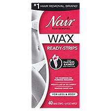 Nair Wax Ready-Strips Hair Remover for Legs & Body, 40 Each