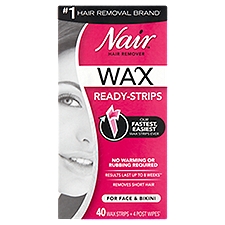 Nair Wax Ready-Strips Hair Remover for Face & Bikini, 44 Each