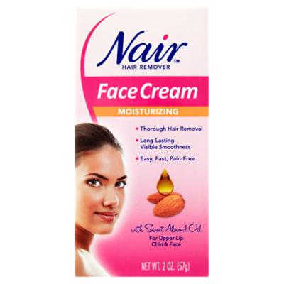 Nair Moisturizing Face Cream Hair Remover with Sweet Almond Oil, 2 oz