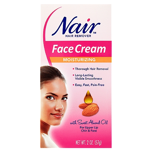 Nair Moisturizing Face Cream Hair Remover with Sweet Almond Oil, 2 oz