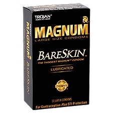 Trojan Magnum Bareskin Lubricated Large Size Latex, Condoms, 10 Each