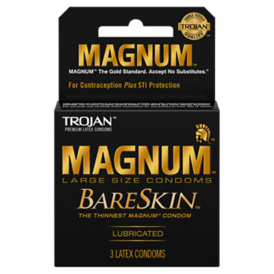 Trojan Magnum Large Size Lubricated Premium Latex Condoms, 3 count