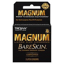 Trojan Magnum Large Size Lubricated Premium Latex, Condoms, 3 Each