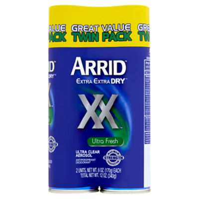 Arrid Extra Extra Dry Ultra Fresh Antiperspirant Deodorant Great Value Twin Pack, 6 oz, 2 count, 12 Ounce