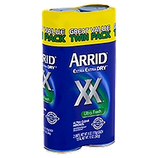 Arrid Extra Extra Dry Ultra Fresh Antiperspirant Deodorant Great Value Twin Pack, 6 oz, 2 count, 12 Ounce