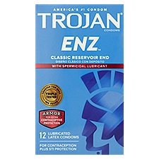Trojan ENZ Condoms, Armor Spermicidal Lubricant Latex, 12 Each
